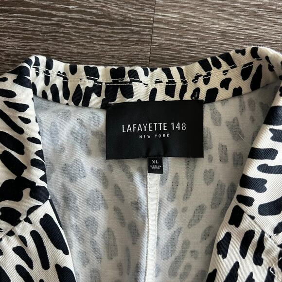 Lafayette 148 Coleman Cheetah Print Twill Blazer Jacket Black White Sz XL Cotton - Picture 8 of 15